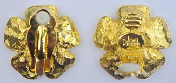 Joan Rivers Diamante Flower Brooch and Earrings circa 1980s